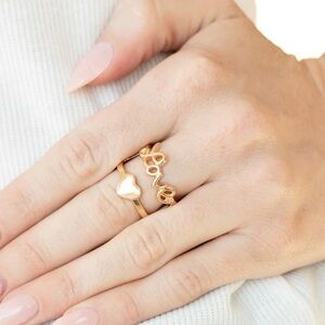 Paparazzi Gold Heart and Script Ring Set